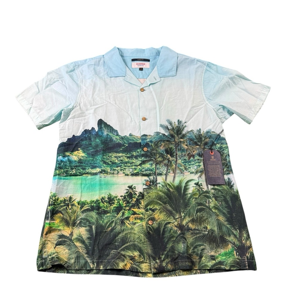 Roark X Hinano Tropical Landscape Mens SS Button Front Shirt Small RW645-LBL-S